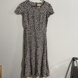 Vintage Limited America Dress Black White Flower Tie 90s Cottage Granny Y2K 6